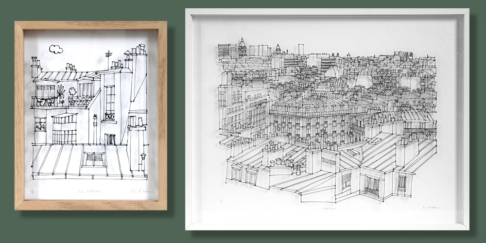 Vues et toits de Paris - Les dessins en fil 3D